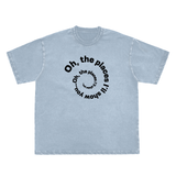 Snow Washed Raw-Edge Neckline T-Shirt