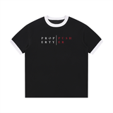 Contrast Edge Ribbed Crewneck T-Shirt
