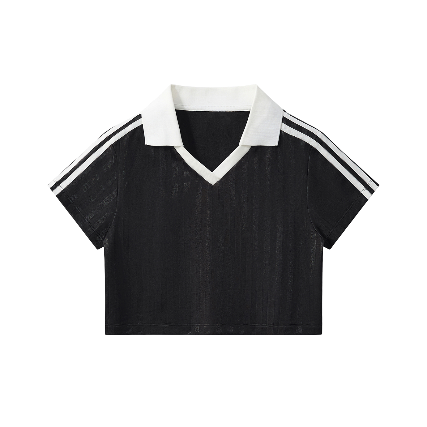 Contrast Collar Striped Cropped Jersey Secondary image