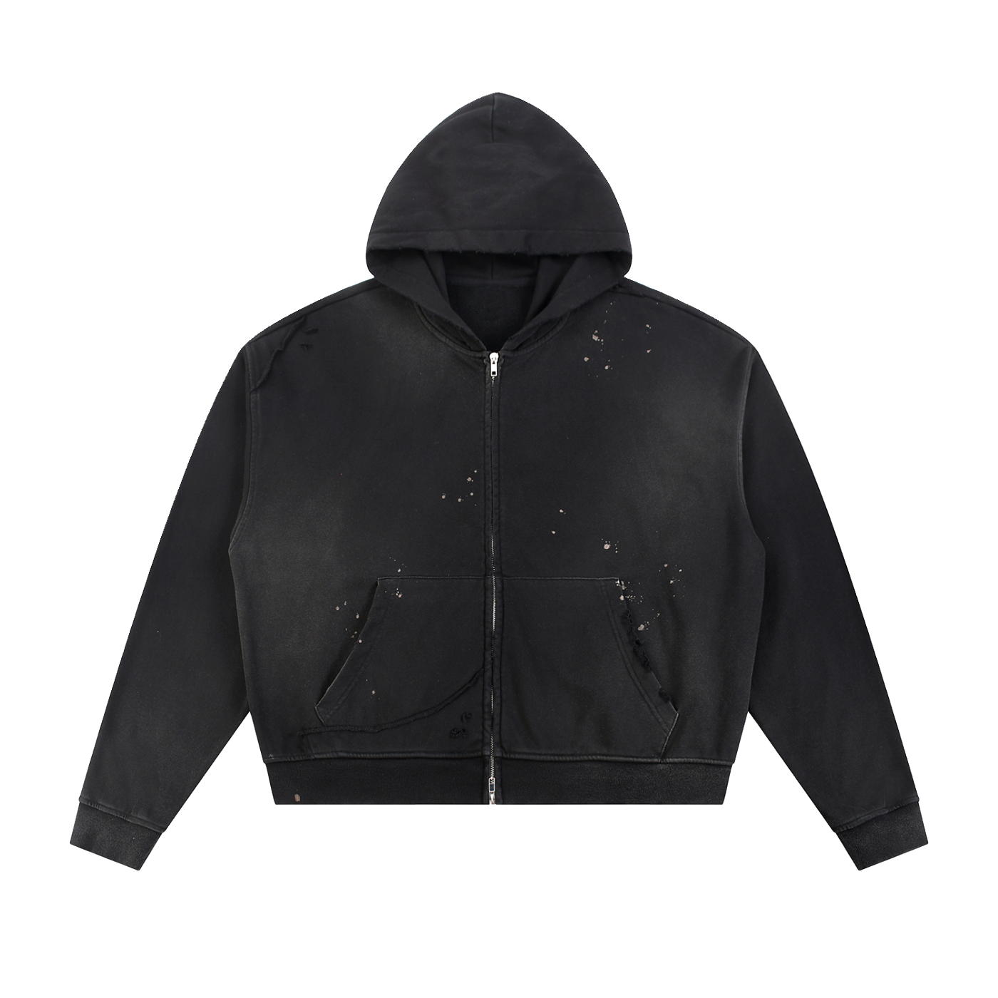 Sun Fade Frayed Raw Edge Fleece Zip Hoodie Secondary image