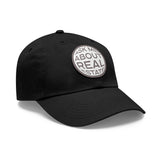 Ask Me About Real Estate Dad Hat with Leather Patch (Round)