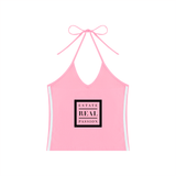 Women's Color Block Halter Crop Tank Top