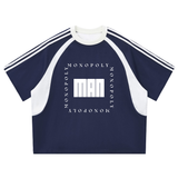 Contrast Stripes Panel Mesh T-shirt