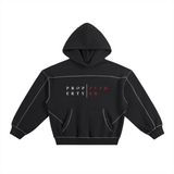 Contrast-Stitched Boxy Fleece Hoodie