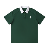 Contrast Collar Raglan Polo Shirt