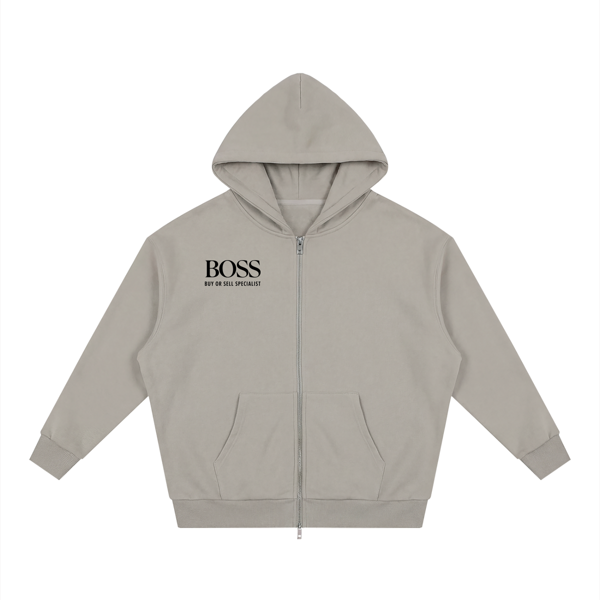 Unisex Loose Solid Full Zip Hoodie