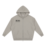 Unisex Loose Solid Full Zip Hoodie
