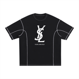 Streetwear Contrast-Stitched Cotton T-Shirt