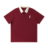 Contrast Collar Raglan Polo Shirt