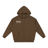 Unisex Loose Solid Full Zip Hoodie