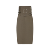 Dyed Washed Straight Hip-Hugging Slim Maxi Skirt