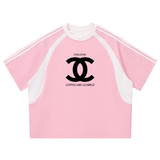 Contrast Stripes Panel Mesh T-shirt