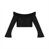 Women's Off-the-Shoulder Bell Sleeve Crop T-Shirt
