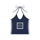 Women's Color Block Halter Crop Tank Top