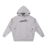 Snow Washed Distressed Panel Pocket Hoodie