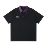 Contrast Collar Raglan Polo Shirt