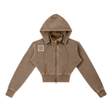 Vintage Washed Cropped Fleece Hoodie
