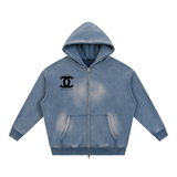 Sunfade Two-way Zipper Boxy Fleece Hoodie