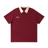 Contrast Collar Raglan Polo Shirt
