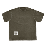 Snow Washed Raw-Edge Neckline T-Shirt