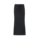 Dyed Washed Drawstring Maxi Skirt