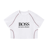 Women's Contrast Stitch Raglan Crop T-Shirt