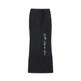 Dyed Washed Drawstring Maxi Skirt