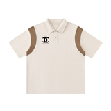 Contrast Panel Cotton Polo Shirt