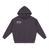 Unisex Loose Solid Full Zip Hoodie