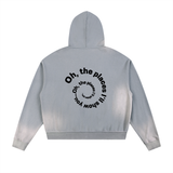 Sun Fade Frayed Raw Edge Fleece Zip Hoodie