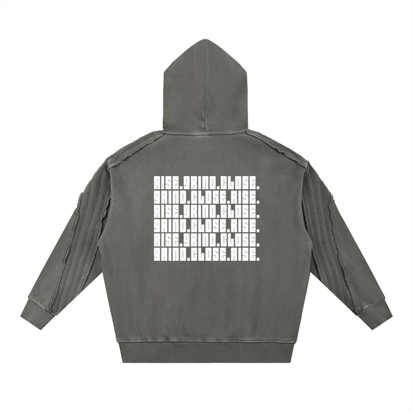 Snow Washed Tape Raw Edge Hoodie