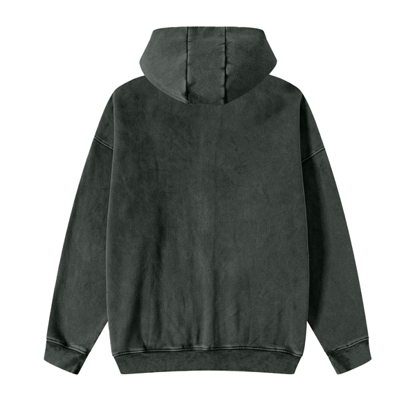 Snow Washed Zip-Through Fleece Hoodie