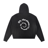 Sun Fade Frayed Raw Edge Fleece Zip Hoodie