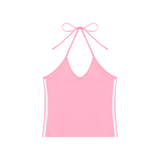 Women's Color Block Halter Crop Tank Top