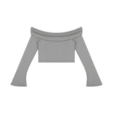 Women's Off-the-Shoulder Bell Sleeve Crop T-Shirt