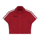 Women's Cropped Full Zip Short Sleeve T-Shirt