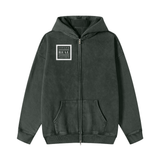 Snow Washed Zip-Through Fleece Hoodie