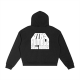 Contrast Plaid Boxy Zip Hoodie