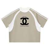 Contrast Stripes Panel Mesh T-shirt