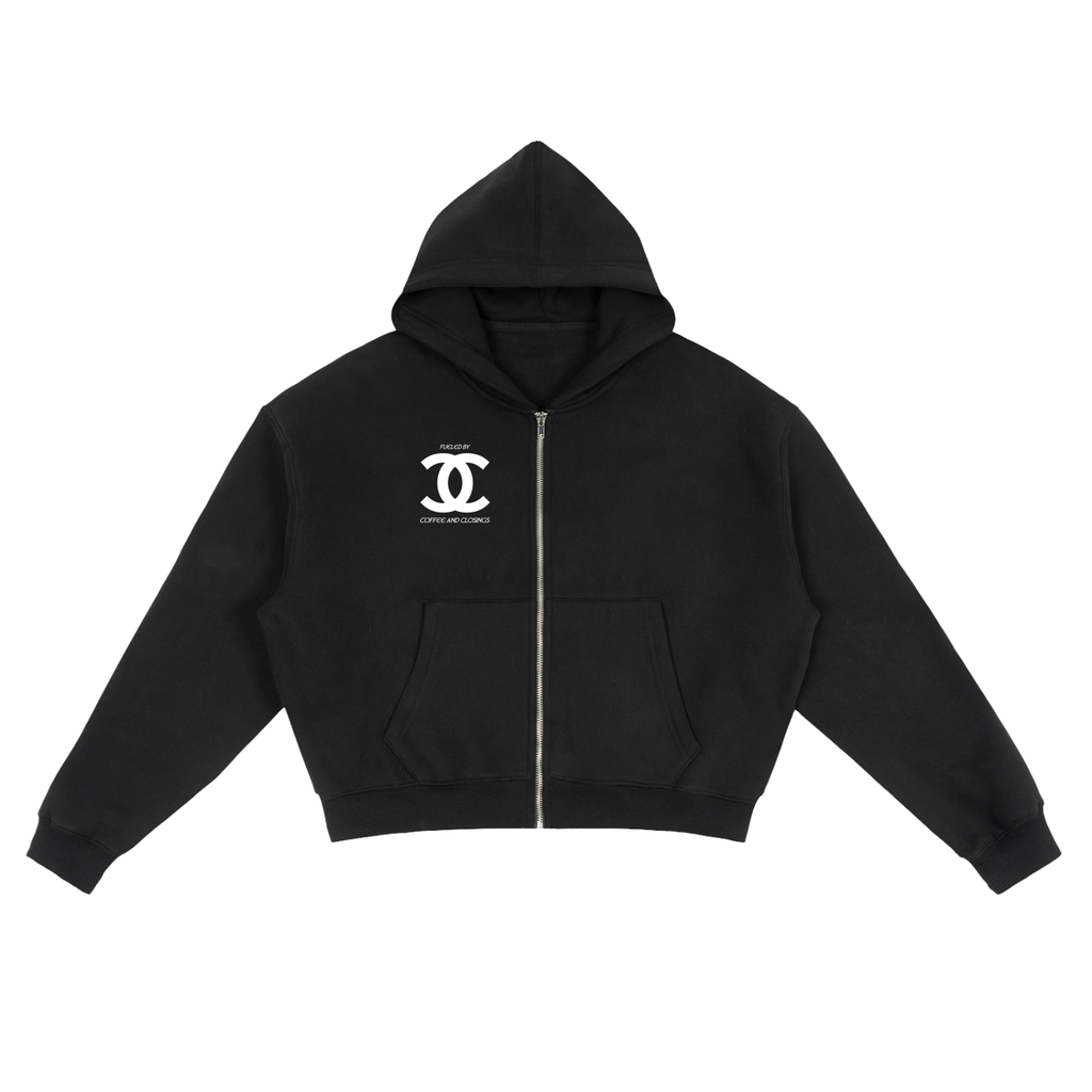 Fleece Zip-Up Boxy Hoodie