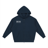 Unisex Loose Solid Full Zip Hoodie