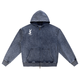 Snow Wash Oversized Zip-Up Hoodie