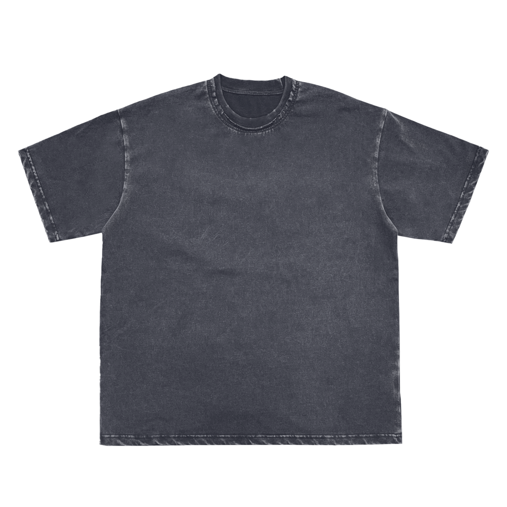 Snow Washed Raw-Edge Neckline T-Shirt