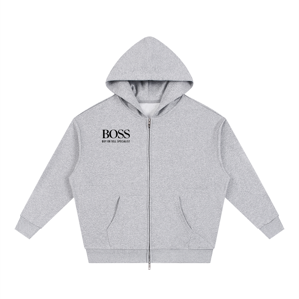 Unisex Loose Solid Full Zip Hoodie