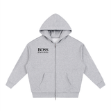 Unisex Loose Solid Full Zip Hoodie