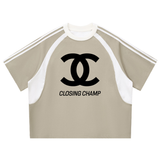 Contrast Stripes Panel Mesh T-shirt