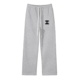 Unisex Solid Color Fleece Straight Leg Pants