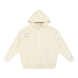 Contrast Tape Raw Edge Double Layered Zip Hoodie