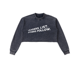 Snow Washed Raw Edge Cropped Sweatshirt