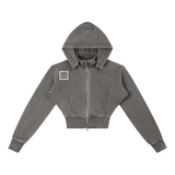Vintage Washed Cropped Fleece Hoodie